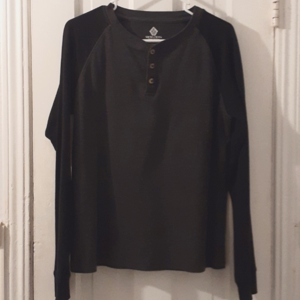 Swiss Cross Mens T-Shirt Long Sleeve Medium Black & Gray